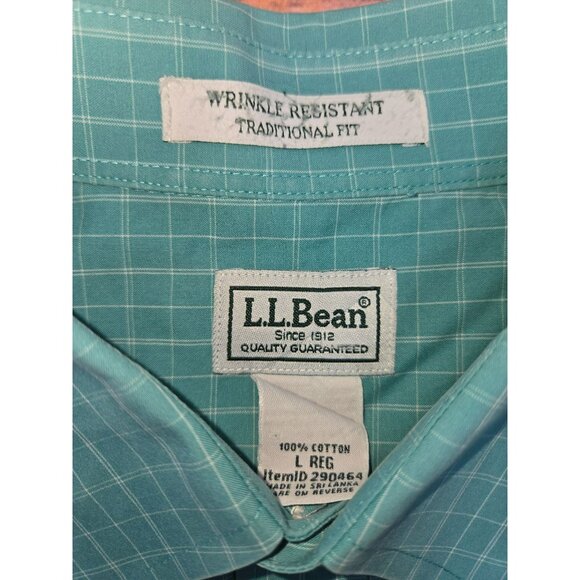 L.L. Bean Mens Wrinkle-Resistant Dress Shirt Large Turquoise - Picture 5 of 6